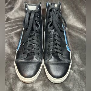 P.F. Flyers black leather with blue stripe men's size 11 High-Top Sneakers